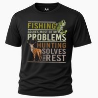 Funny Hunting Fishing Solves Most Of My Problems Gift Performance Shirt