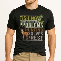 Funny Hunting Fishing Solves Most Of My Problems Gift Performance Shirt
