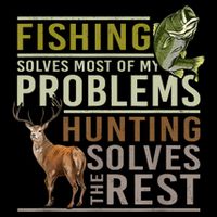 Funny Hunting Fishing Solves Most Of My Problems Gift 7-Panel Snapback Hat