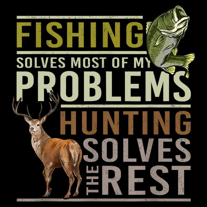Funny Hunting Fishing Solves Most Of My Problems Gift 7-Panel Snapback Hat