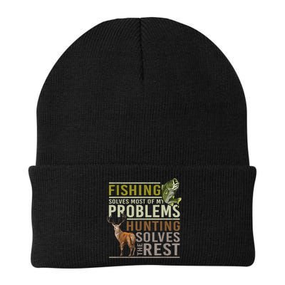 Funny Hunting Fishing Solves Most Of My Problems Gift Beanie