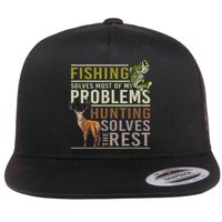 Funny Hunting Fishing Solves Most Of My Problems Gift Flatbill Hat