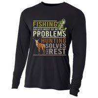 Funny Hunting Fishing Solves Most Of My Problems Gift Cooling Performance Long Sleeve Crew