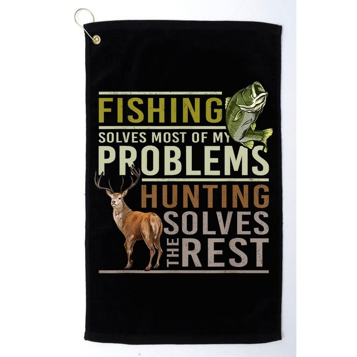 Funny Hunting Fishing Solves Most Of My Problems Gift Golf Towel