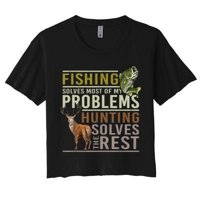 Funny Hunting Fishing Solves Most Of My Problems Gift Crop Top