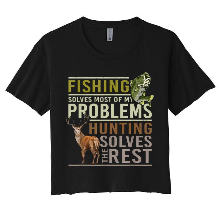 Funny Hunting Fishing Solves Most Of My Problems Gift Crop Top