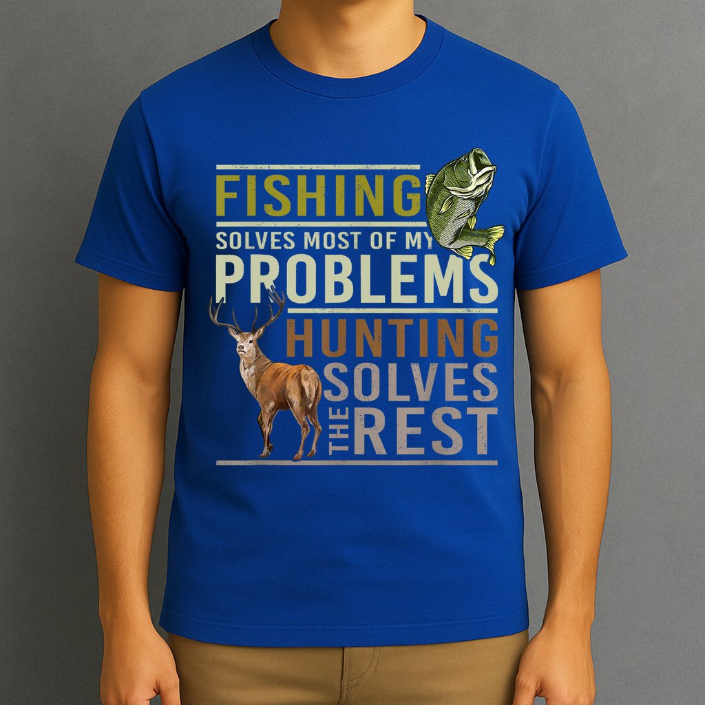 Funny Hunting Fishing Solves Most Of My Problems Gift T-Shirt