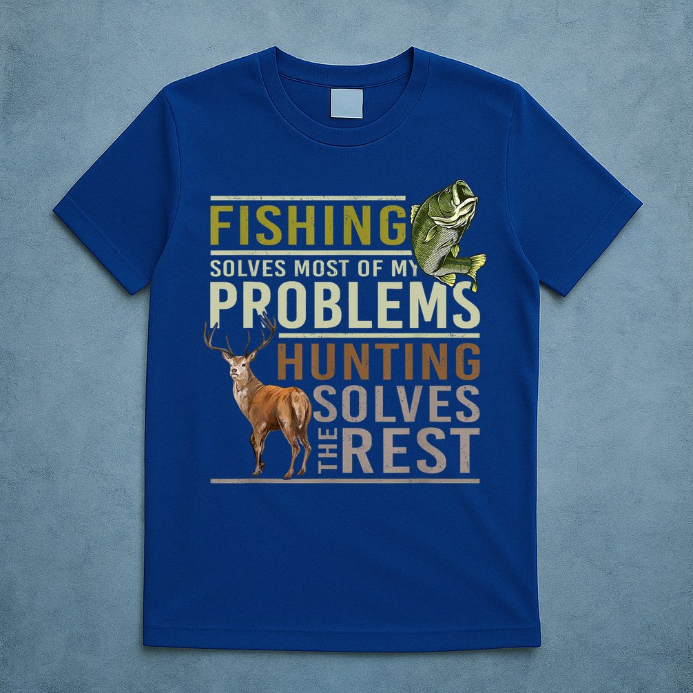 Funny Hunting Fishing Solves Most Of My Problems Gift T-Shirt