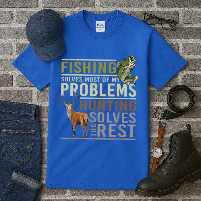 Funny Hunting Fishing Solves Most Of My Problems Gift Tall T-Shirt