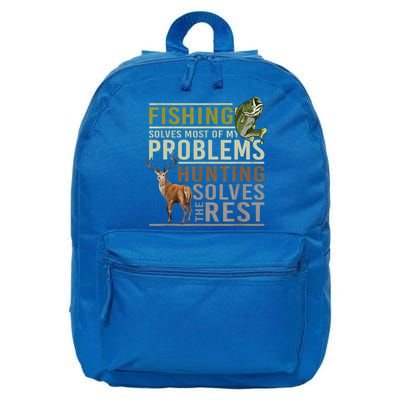 Funny Hunting Fishing Solves Most Of My Problems Gift 16 in Basic Backpack