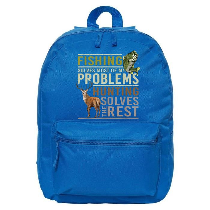 Funny Hunting Fishing Solves Most Of My Problems Gift 16 in Basic Backpack