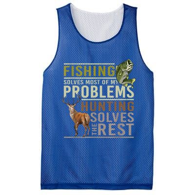 Funny Hunting Fishing Solves Most Of My Problems Gift Mesh Reversible Basketball Jersey Tank