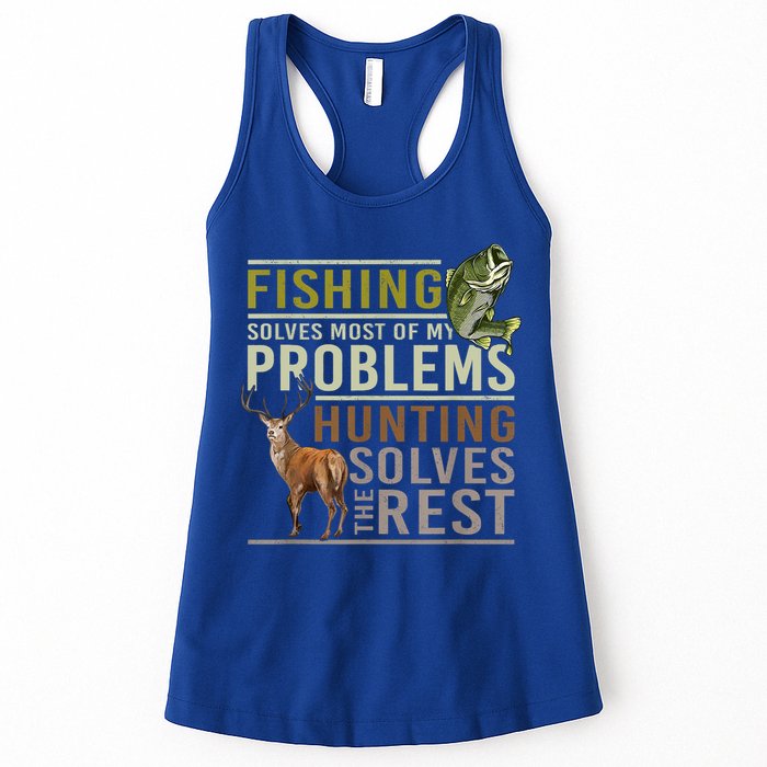 Funny Hunting Fishing Solves Most Of My Problems Gift Womens Tank Top
