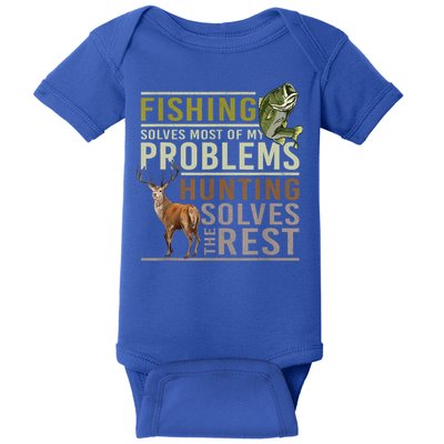 Funny Hunting Fishing Solves Most Of My Problems Gift Baby Bodysuit