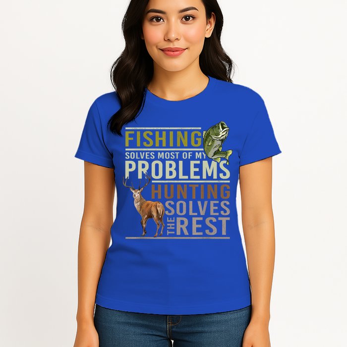 Funny Hunting Fishing Solves Most Of My Problems Gift Womens T-Shirt