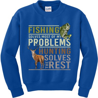 Funny Hunting Fishing Solves Most Of My Problems Gift Kids Sweatshirt