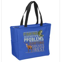 Funny Hunting Fishing Solves Most Of My Problems Gift Zip Tote Bag