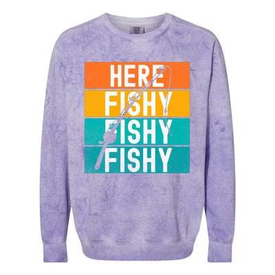 Fishing Here Fishy Colorblast Crewneck Sweatshirt