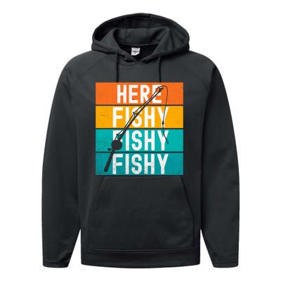 Fishing Here Fishy Performance Fleece Hoodie