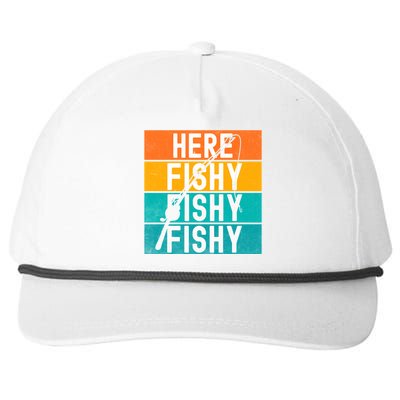 Fishing Here Fishy Snapback Five-Panel Rope Hat