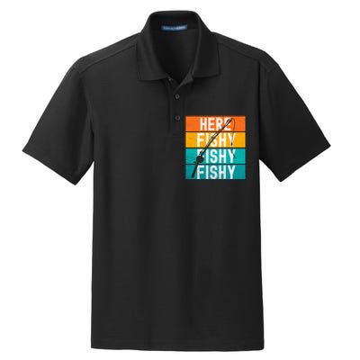 Fishing Here Fishy Dry Zone Grid Polo