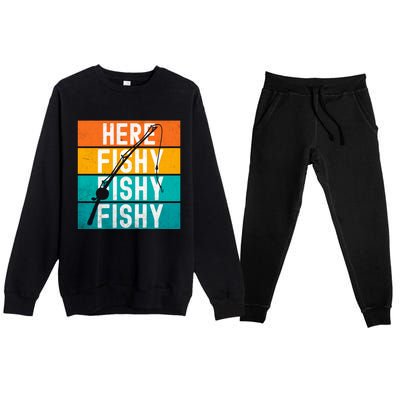 Fishing Here Fishy Premium Crewneck Sweatsuit Set