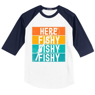 Fishing Here Fishy Baseball Sleeve Shirt