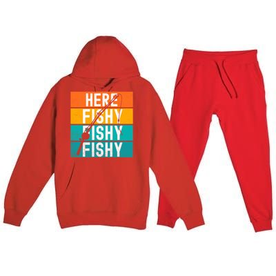 Fishing Here Fishy Premium Hooded Sweatsuit Set