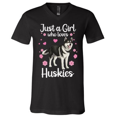 Funny Huskies For Pup Siberian Husky Dog Lovers V-Neck T-Shirt