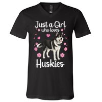 Funny Huskies For Pup Siberian Husky Dog Lovers V-Neck T-Shirt