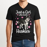 Funny Huskies For Pup Siberian Husky Dog Lovers V-Neck T-Shirt