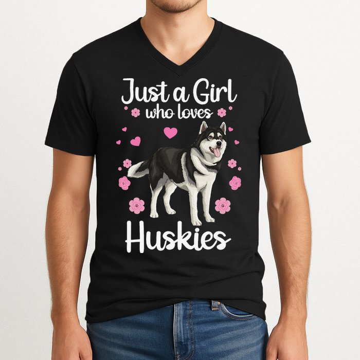Funny Huskies For Pup Siberian Husky Dog Lovers V-Neck T-Shirt