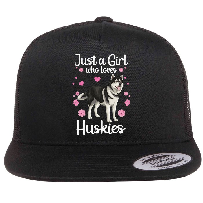 Funny Huskies For Pup Siberian Husky Dog Lovers Flat Bill Trucker Hat