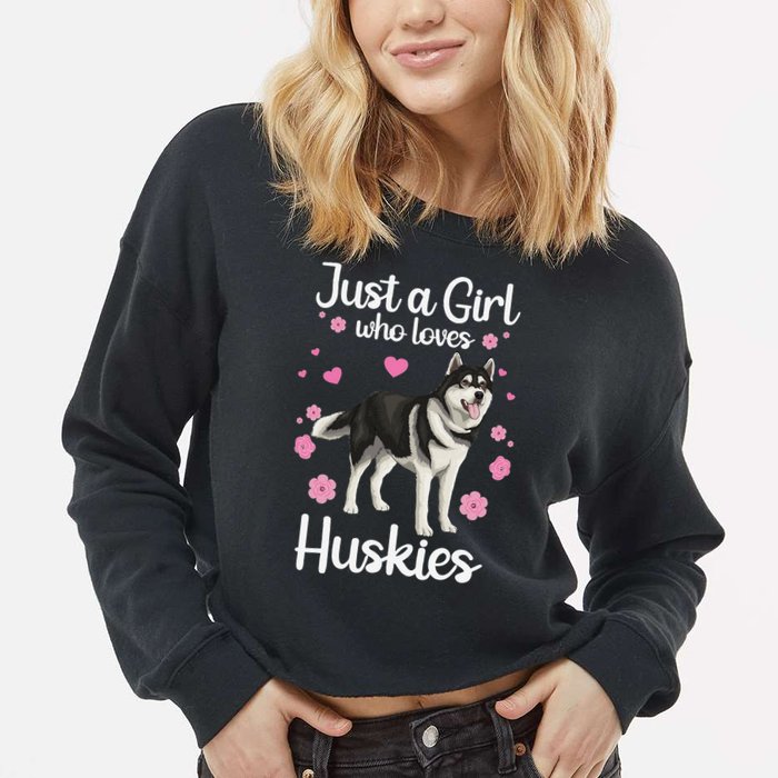Funny Huskies For Pup Siberian Husky Dog Lovers Cropped Pullover Crew