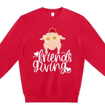 Funny Happy Friendsgiving Turkey Friends Giving Premium Crewneck Sweatshirt