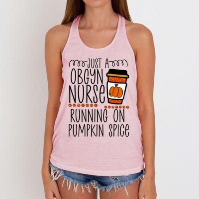 Funny Halloween Fall Pumpkin Spice Obgyn Gynecology Nurse Gift Women's Knotted Racerback Tank