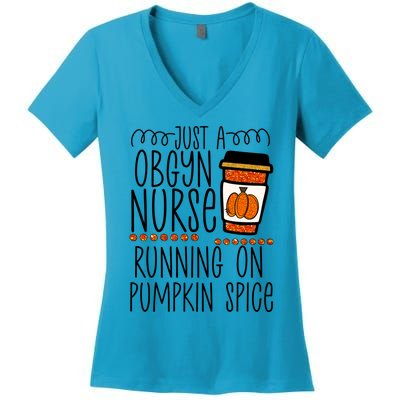 Funny Halloween Fall Pumpkin Spice Obgyn Gynecology Nurse Gift Women's V-Neck T-Shirt