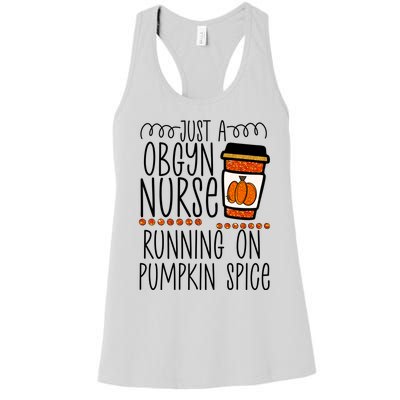 Funny Halloween Fall Pumpkin Spice Obgyn Gynecology Nurse Gift Women's Racerback Tank