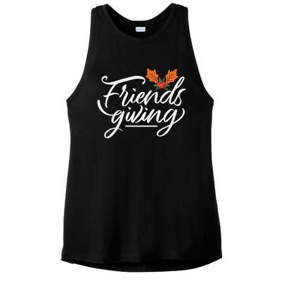 Friendsgiving Holiday Festive Thanksgiving Ladies PosiCharge Tri-Blend Wicking Tank