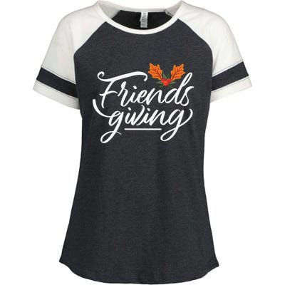 Friendsgiving Holiday Festive Thanksgiving Enza Ladies Jersey Colorblock Tee