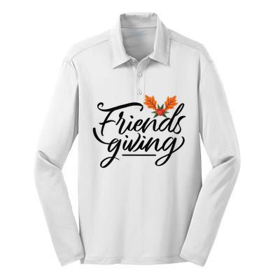 Friendsgiving Holiday Festive Thanksgiving Silk Touch Performance Long Sleeve Polo