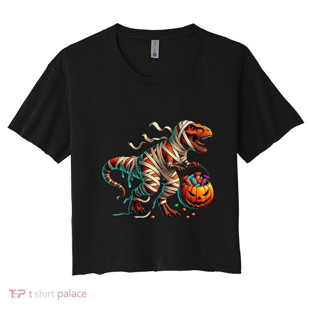 Funny Halloween For Boy T Rex Dinosaur Mummy Costume Crop Top