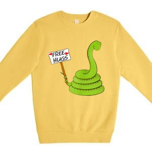 Free Hugs! Funny Boa Constrictor Python Reptile Snake Pun Premium Crewneck Sweatshirt