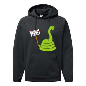 Free Hugs! Funny Boa Constrictor Python Reptile Snake Pun Performance Fleece Hoodie