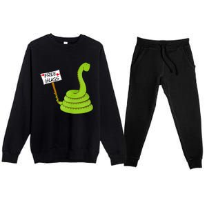 Free Hugs! Funny Boa Constrictor Python Reptile Snake Pun Premium Crewneck Sweatsuit Set