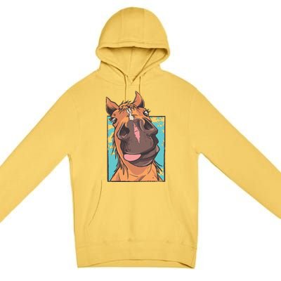 Funny Horse Face Premium Pullover Hoodie