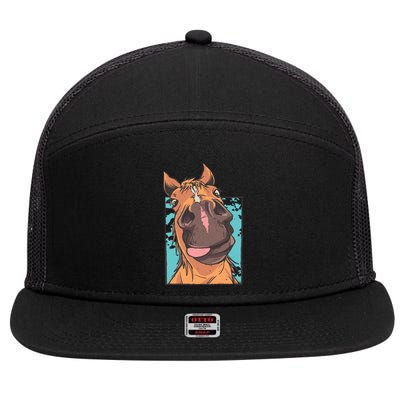 Funny Horse Face 7 Panel Mesh Trucker Snapback Hat