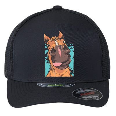 Funny Horse Face Flexfit Unipanel Trucker Cap