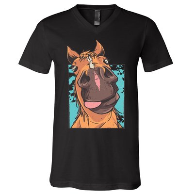 Funny Horse Face V-Neck T-Shirt