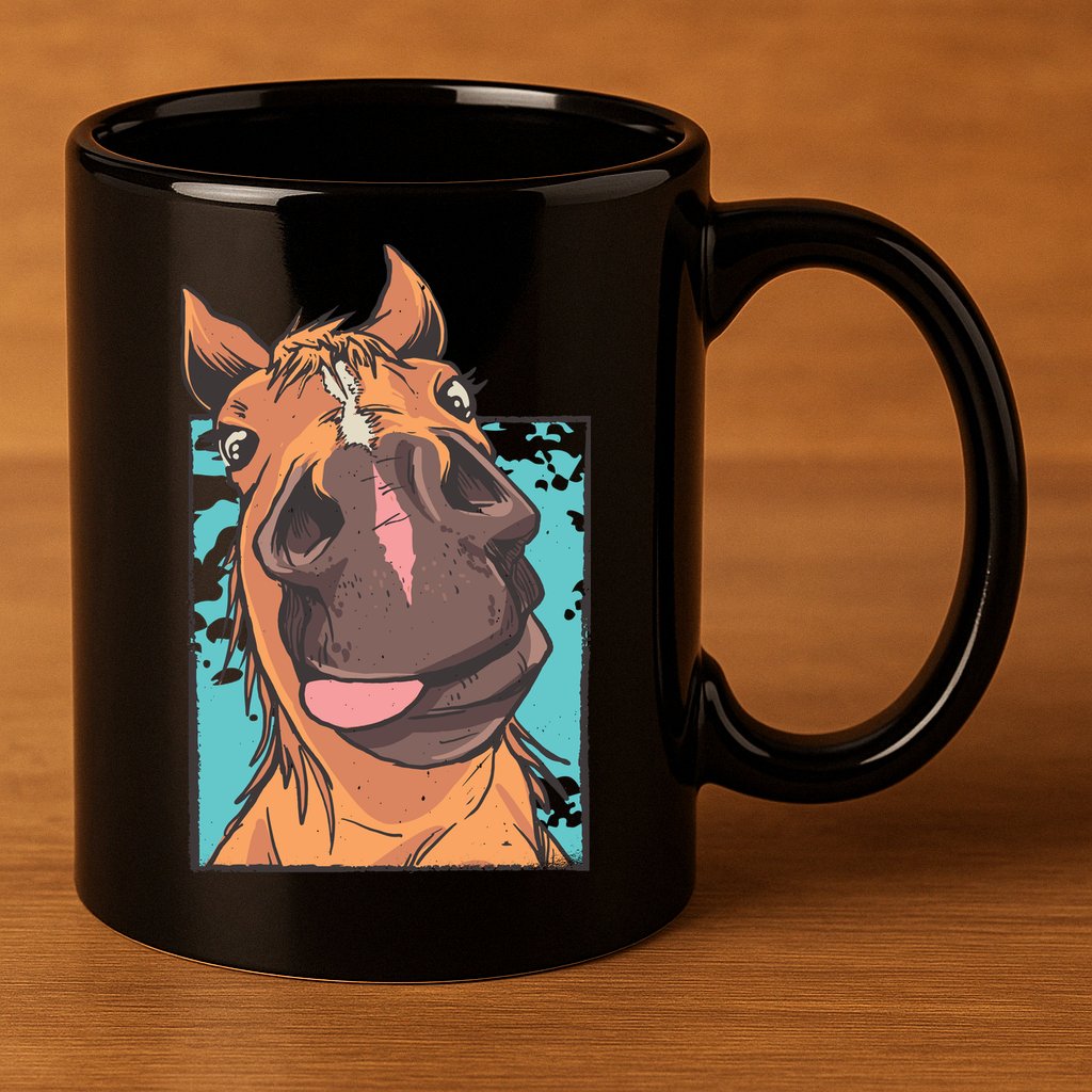 Funny Horse Face 11oz C Handle Ceramic Mug